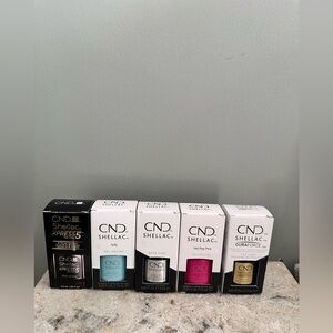 CND Shellac Nail Polish Set - lot 6 top coats and colors professional nail gel